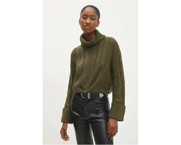 Answear Lab pulover femei, culoarea verde, light, cu guler