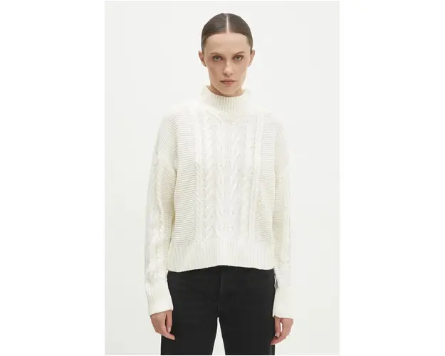 Answear Lab pulover femei, culoarea alb, light, cu turtleneck