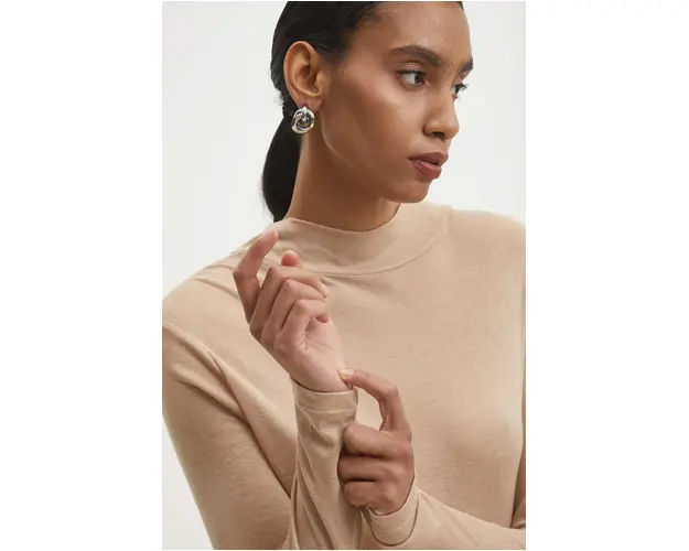Answear Lab pulover de lana culoarea bej, light, cu turtleneck