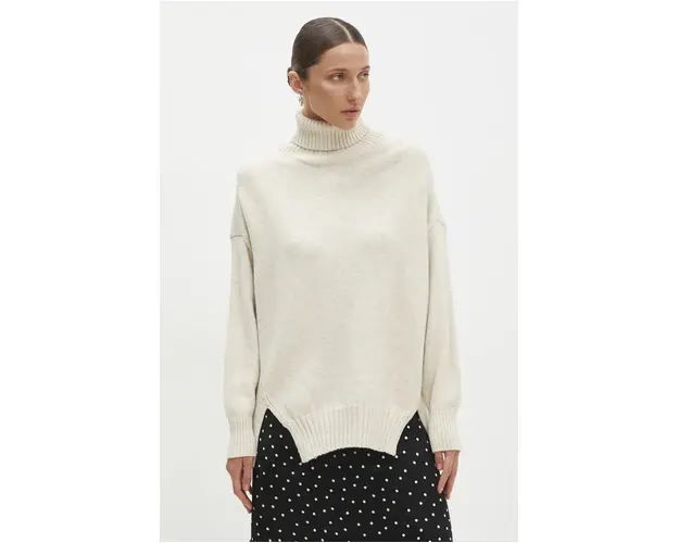 Answear Lab pulover femei, culoarea bej, cu guler
