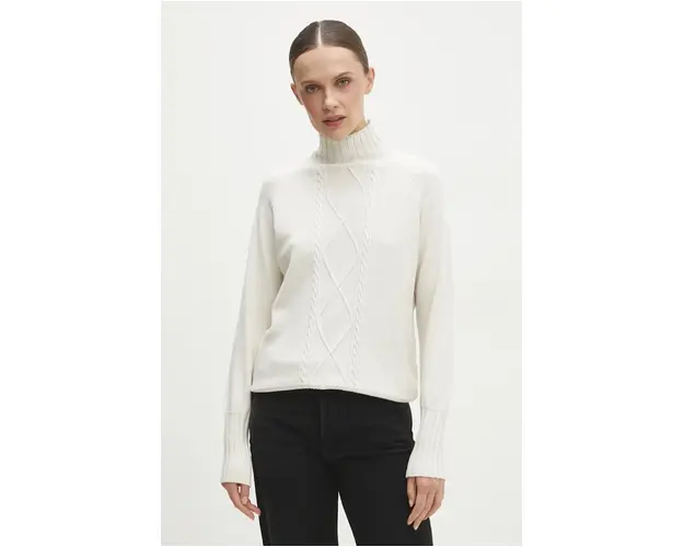 Answear Lab pulover femei, culoarea bej, cu turtleneck