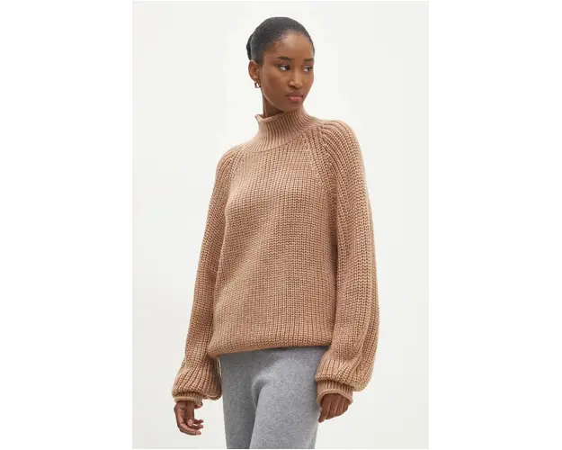 Answear Lab pulover femei, culoarea maro, cu turtleneck