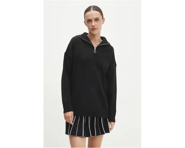 Answear Lab pulover de lana culoarea negru, light, cu guler