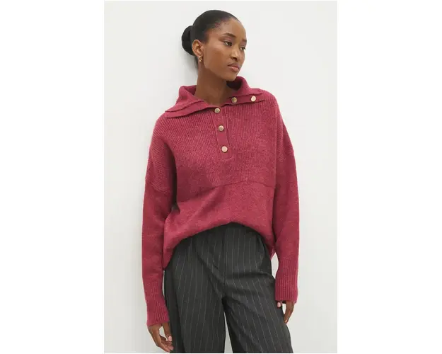 Answear Lab pulover de lana culoarea bordo, light