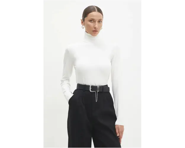 Answear Lab pulover femei, culoarea alb, light, cu guler