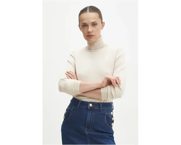 Answear Lab pulover femei, culoarea bej, light, cu guler