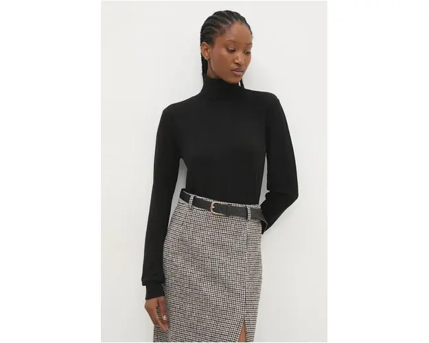 Answear Lab pulover femei, culoarea negru, light, cu guler