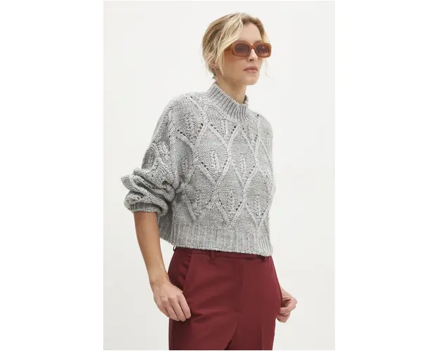 Answear Lab pulover femei, culoarea gri, calduros, cu turtleneck