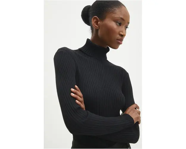 Answear Lab pulover femei, culoarea negru, cu guler