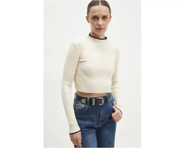 Answear Lab pulover femei, culoarea bej, cu turtleneck
