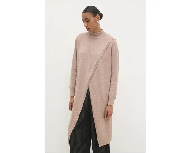 Answear Lab pulover din amestec de lana femei, culoarea rosu, light, cu turtleneck