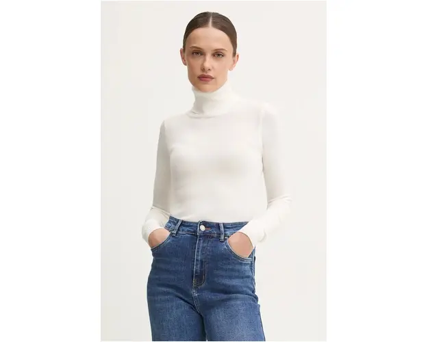 Answear Lab pulover femei, culoarea alb, light, cu guler