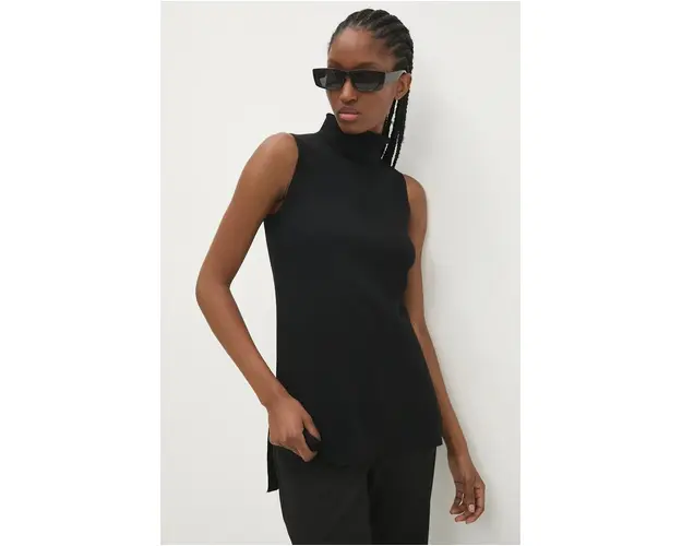 Answear Lab vesta culoarea negru, light, cu guler