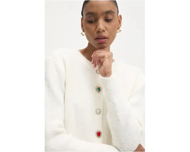 Answear Lab cardigan din amestec de lana culoarea alb