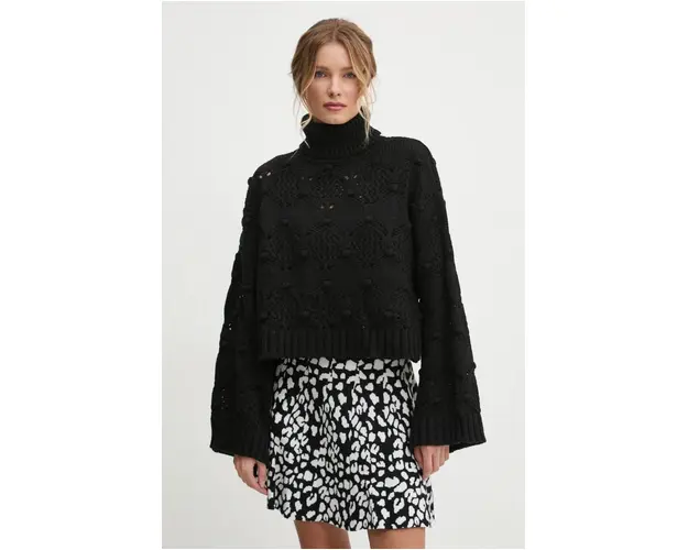 Answear Lab pulover femei, culoarea negru, calduros, cu guler