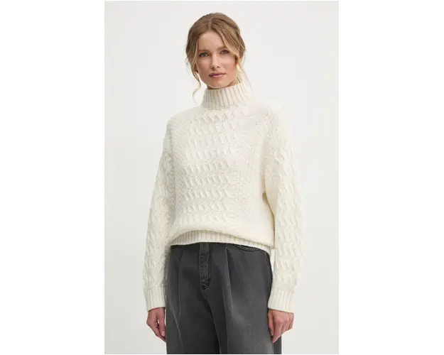 Answear Lab pulover femei, culoarea bej, light, cu turtleneck