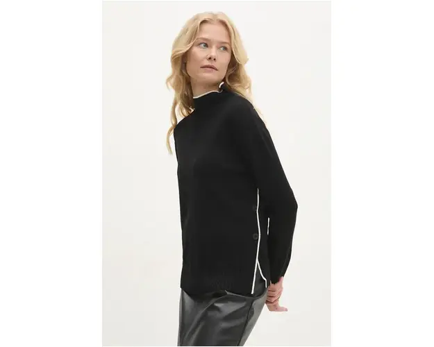 Answear Lab pulover de lana culoarea negru, cu turtleneck