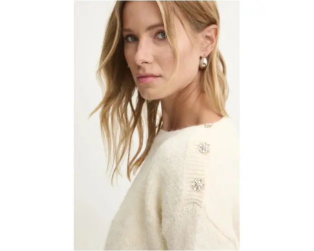 Answear Lab pulover de lana culoarea bej