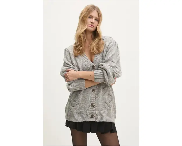 Answear Lab cardigan de lana culoarea gri, calduros