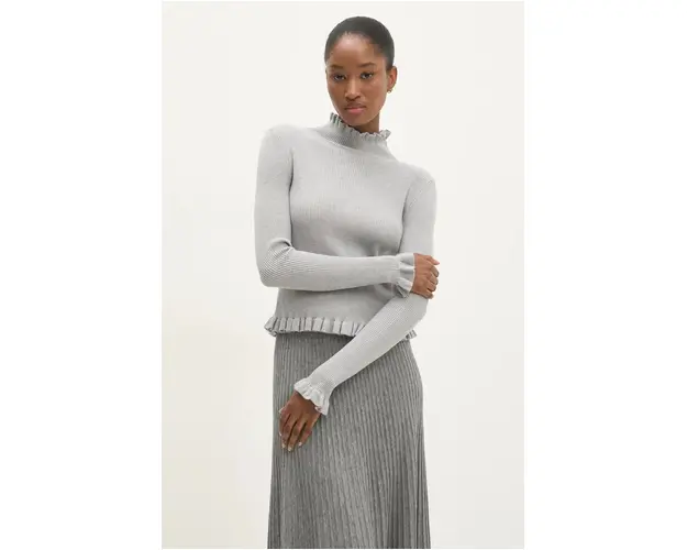 Answear Lab pulover femei, culoarea gri, light, cu guler
