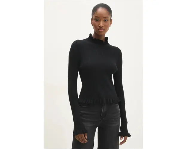Answear Lab pulover femei, culoarea negru, light, cu guler