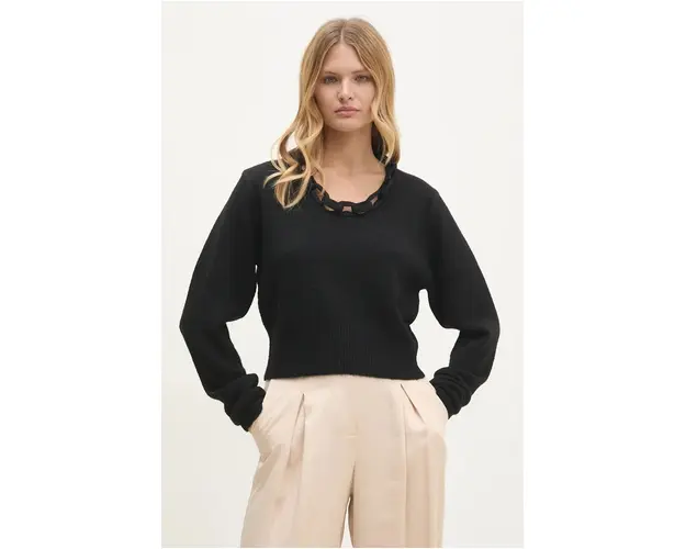 Answear Lab pulover de lana culoarea negru