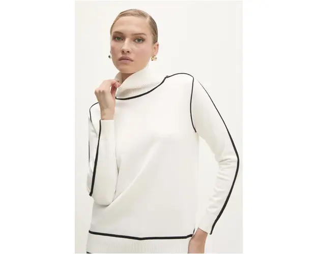 Answear Lab pulover de casmir culoarea alb, cu guler