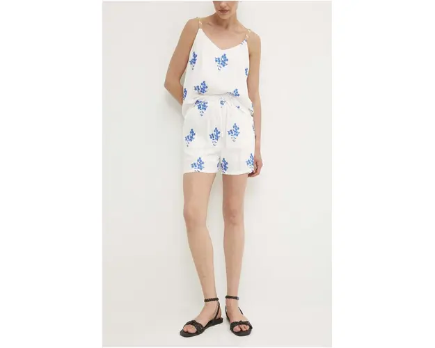 Answear Lab pantaloni scurti din in culoarea alb, modelator, high waist