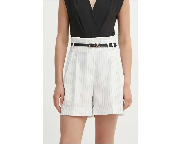 Answear Lab pantaloni scurti femei, culoarea alb, modelator, high waist