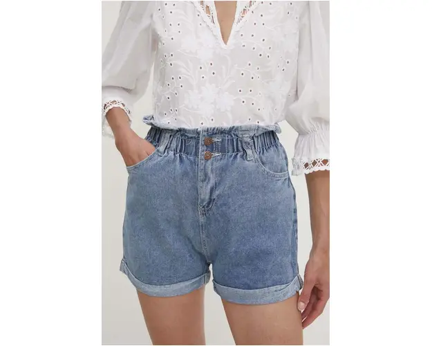 Answear Lab pantaloni scurti jeans femei, neted, high waist