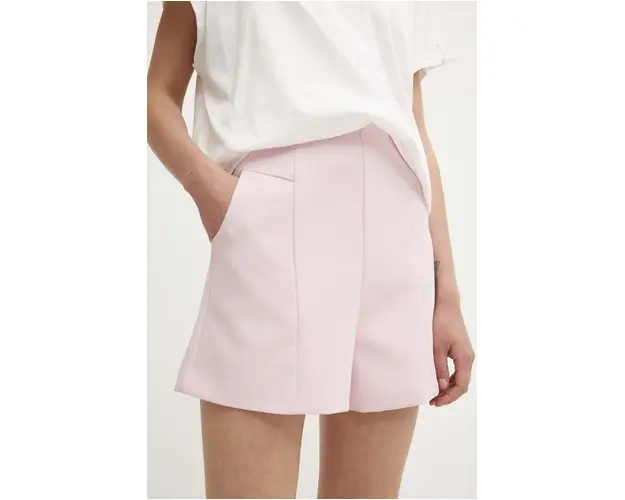 Answear Lab pantaloni scurti femei, culoarea roz, neted, high waist