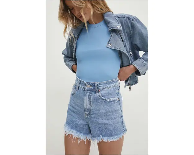 Answear Lab pantaloni scurti jeans femei, neted, high waist