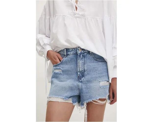 Answear Lab pantaloni scurti jeans femei, neted, high waist