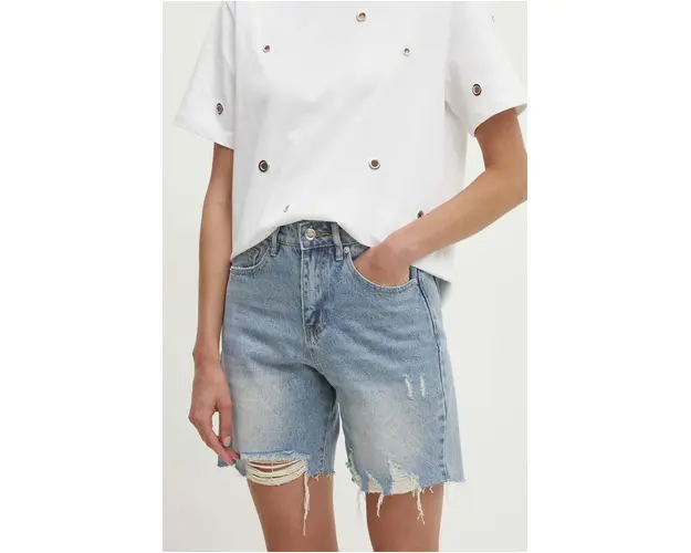 Answear Lab pantaloni scurti jeans femei, neted, high waist