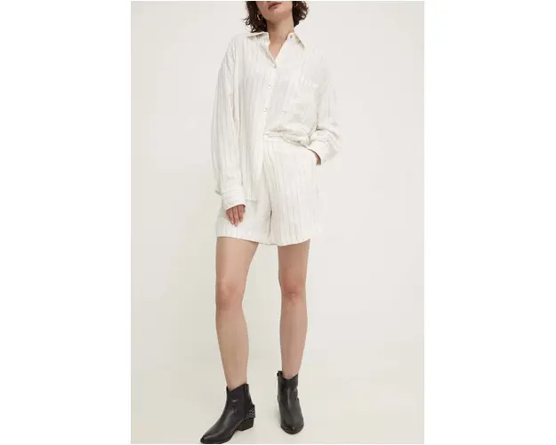 Answear Lab pantaloni scurti cu in culoarea alb, modelator, high waist