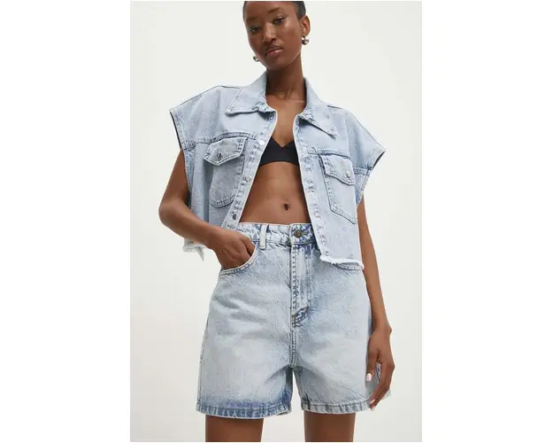 Answear Lab pantaloni scurti jeans femei, neted, high waist
