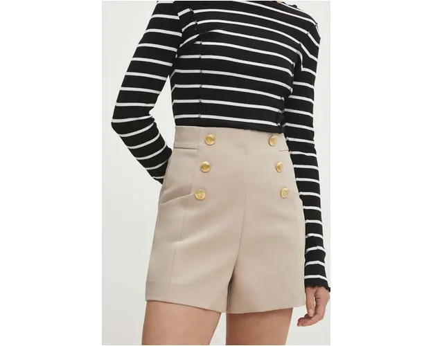 Answear Lab pantaloni scurti femei, culoarea bej, neted, high waist