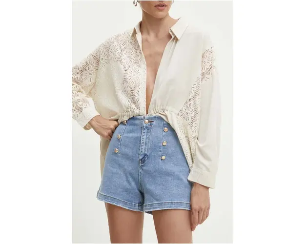 Answear Lab pantaloni scurti jeans femei, neted, high waist