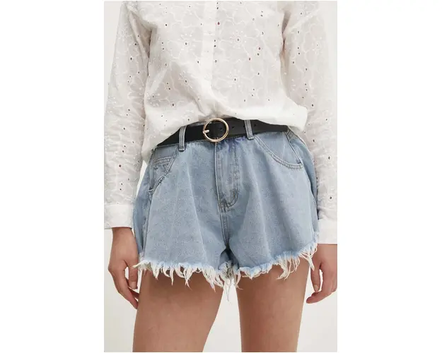 Answear Lab pantaloni scurti jeans femei, neted, high waist