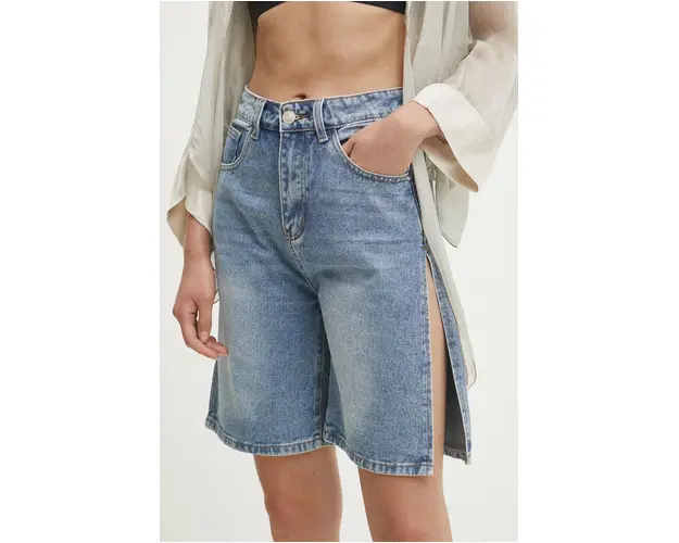 Answear Lab pantaloni scurti jeans femei, neted, high waist