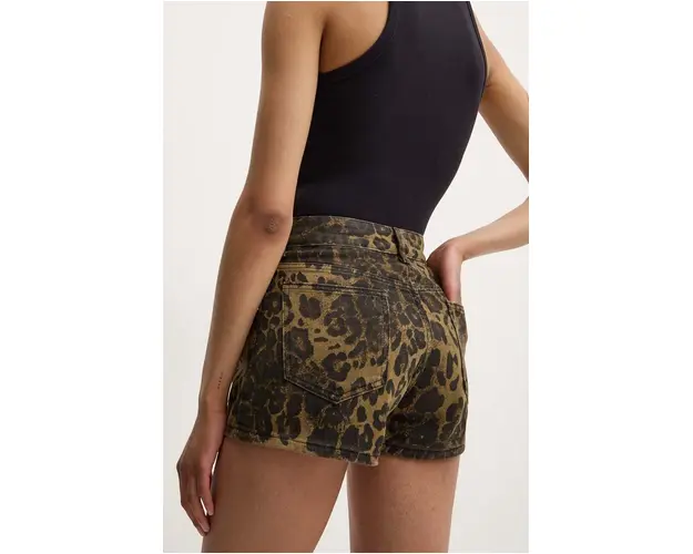 Answear Lab pantaloni scurti jeans femei, culoarea negru, modelator, high waist