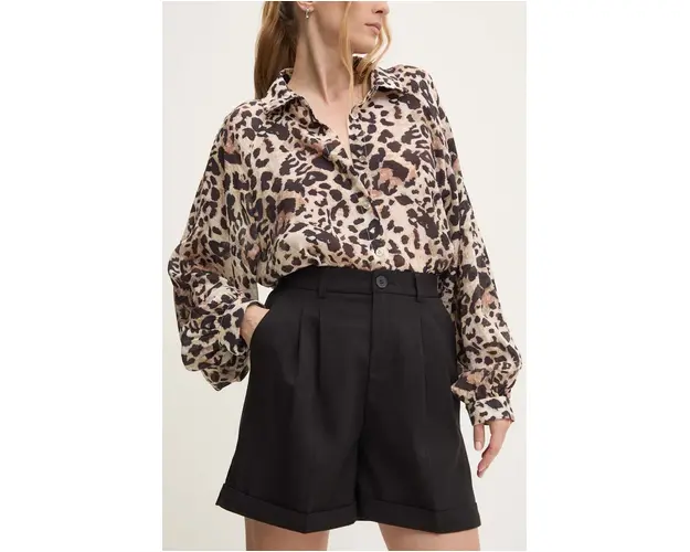 Answear Lab pantaloni scurti femei, culoarea negru, neted, high waist