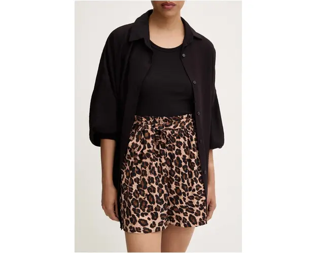 Answear Lab pantaloni scurti femei, culoarea maro, modelator, high waist