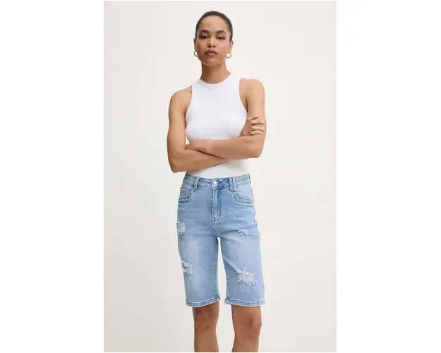 Answear Lab pantaloni scurti jeans femei, neted, high waist