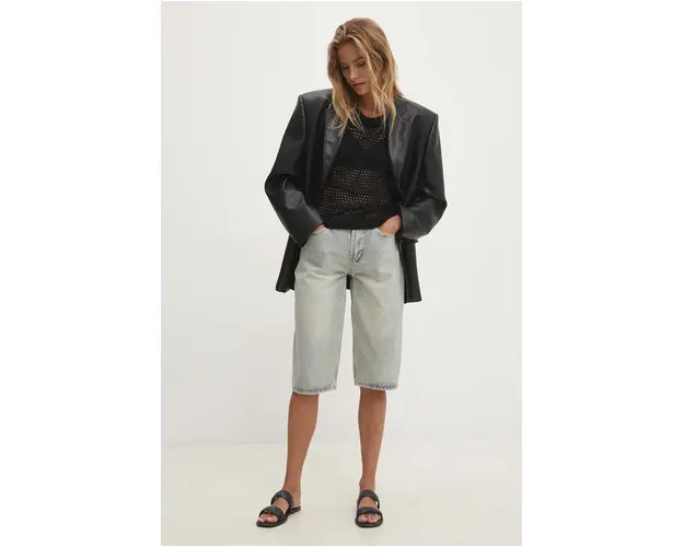 Answear Lab pantaloni scurti jeans femei, neted, high waist
