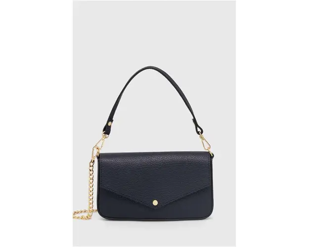 Answear Lab poseta de piele culoarea albastru marin