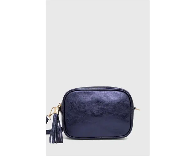 Answear Lab poseta de piele culoarea albastru marin