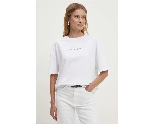 Answear Lab tricou din bumbac femei, culoarea alb