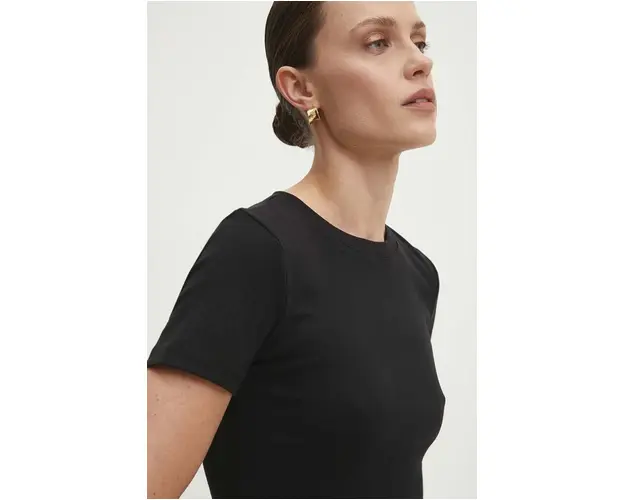 Answear Lab tricou din bumbac femei, culoarea negru