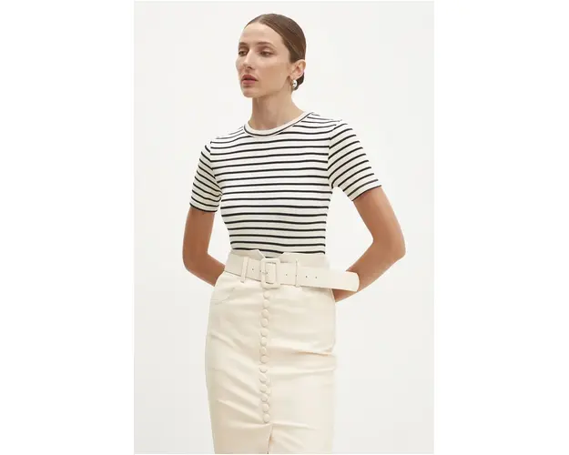 Answear Lab tricou din bumbac femei, culoarea alb